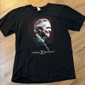 Men’s Andrea Bocelli 30th Anniversary Black Graphic T-Shirt Size L